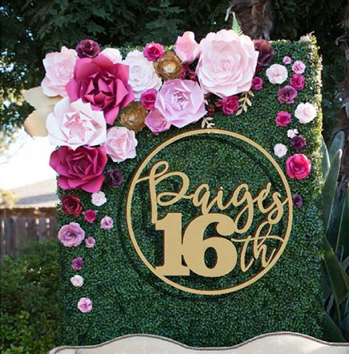 birthday wooden hoop sign with bold number