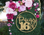 birthday wooden hoop sign with bold number