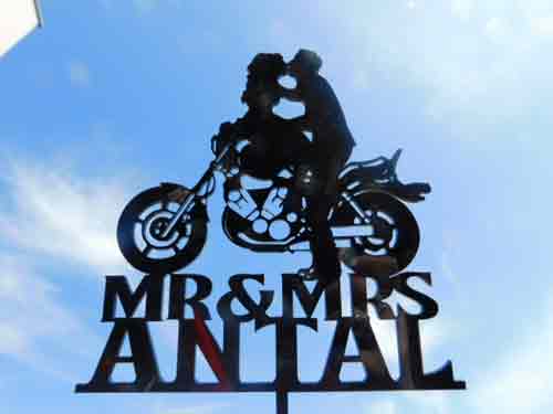 motor bike bride groom cake topperjpg